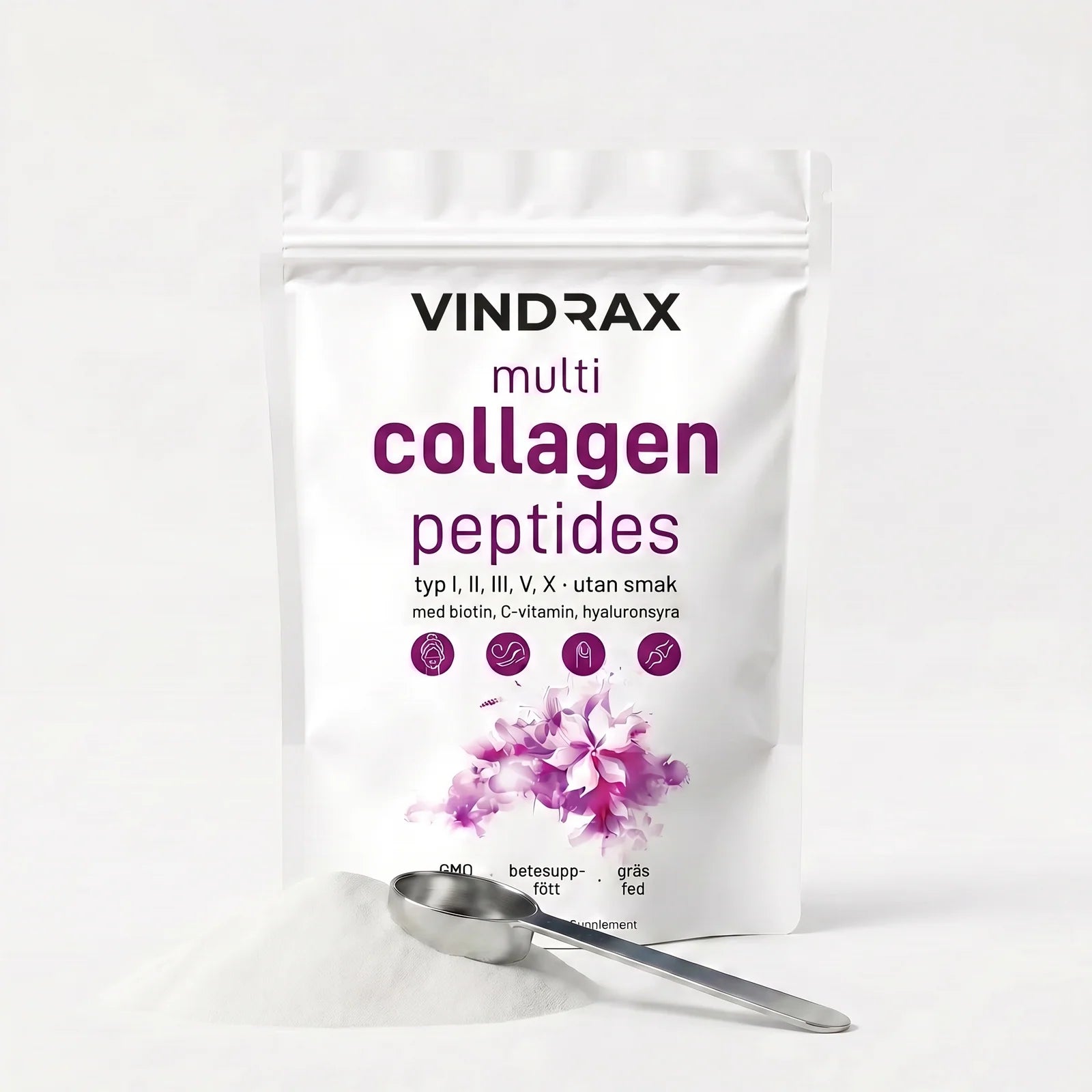 Vindrax Multi Collagen Peptides, påse med måttsked